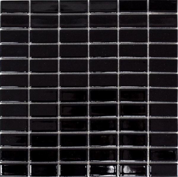Piastrelle a mosaico in ceramica aste nere lucide rivestimento vasca MOS24B-0301_f