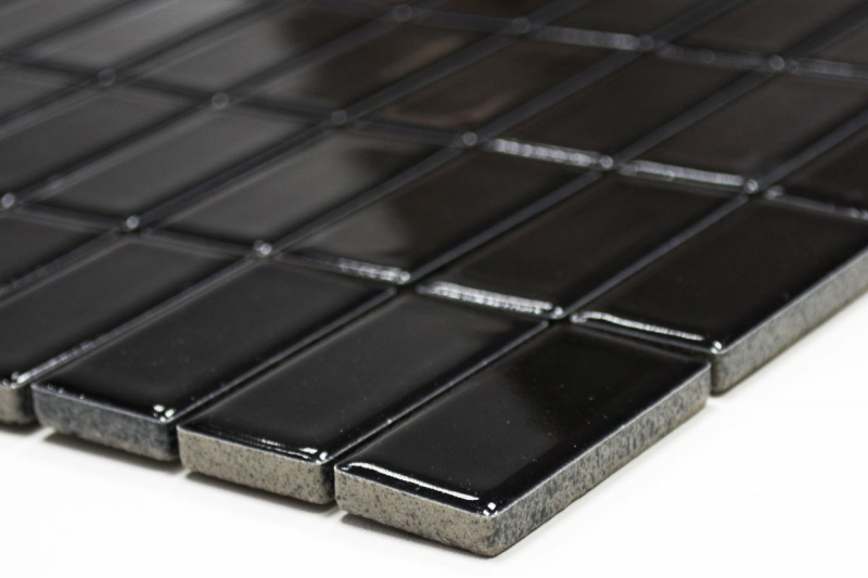Piastrelle a mosaico in ceramica aste nere lucide rivestimento vasca MOS24B-0301_f