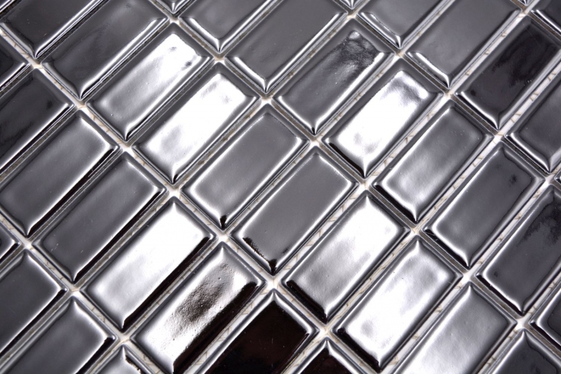 Piastrella a mosaico in ceramica nera lucida per vasca da bagno MOS24B-0301