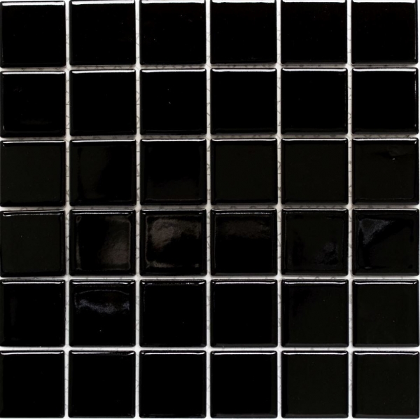 Campione a mano di piastrelle a mosaico in ceramica nera lucida backsplash cucina MOS16B-0301_m