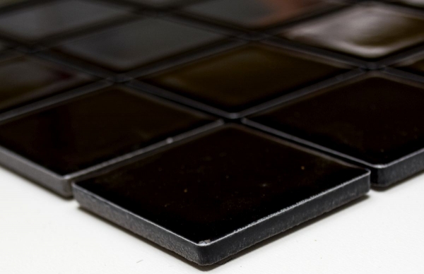 Campione a mano di piastrelle a mosaico in ceramica nera lucida backsplash cucina MOS16B-0301_m