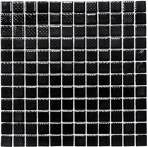 Piastrella di mosaico dipinta a mano STRUTTURA LUCIDA NERA Alzatina per cucina MOS18-CG123_m