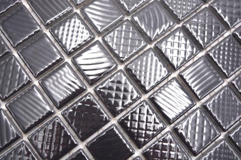 Piastrelle di ceramica a mosaico NERO STRUTTURA LUCIDA Alzatina per cucina MOS18-CG123