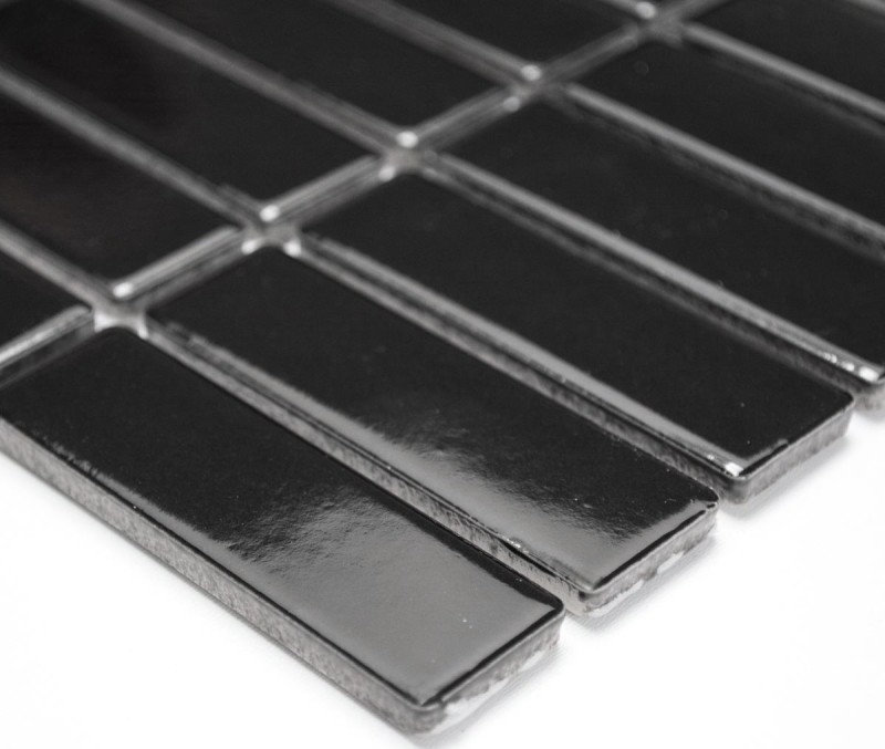 Piastrella di ceramica a stelo in mosaico nero lucido per doccia MOS24-0302