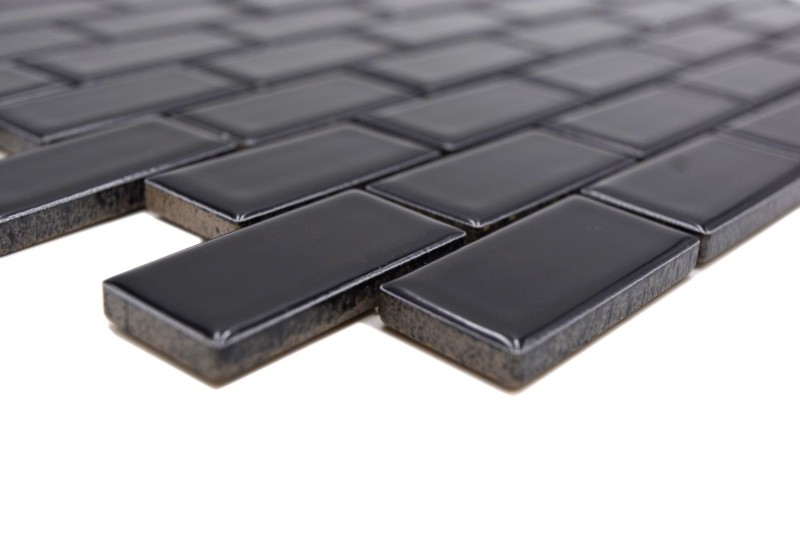 Mosaico composito di mattoni, rivestimento ceramico di mattoni nero lucido per cucina MOS24-4BG