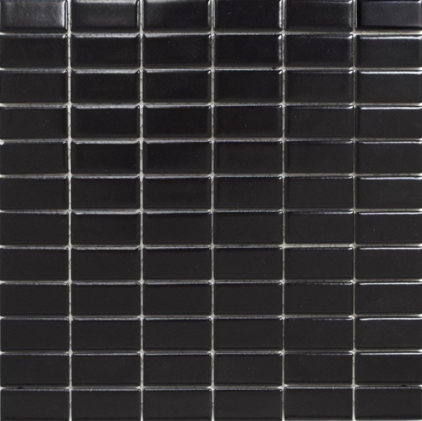 Piastrella a mosaico con motivo a mano aste in ceramica nero opaco piastrella WC bagno MOS24B-0311_m