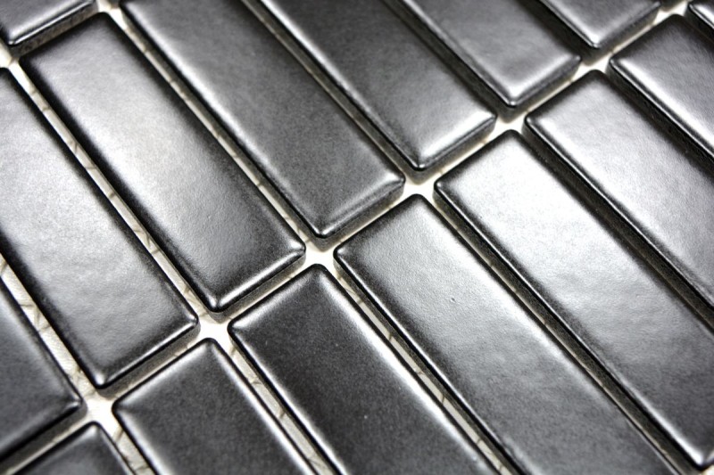 Piastrella di mosaico Rod ceramica nero opaco mosaico muro cucina splashback MOS24-0311
