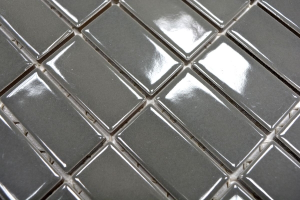 Piastrella di mosaico dipinta a mano ceramica metallo grigio aste metallo lucido MOS24B-0204_m