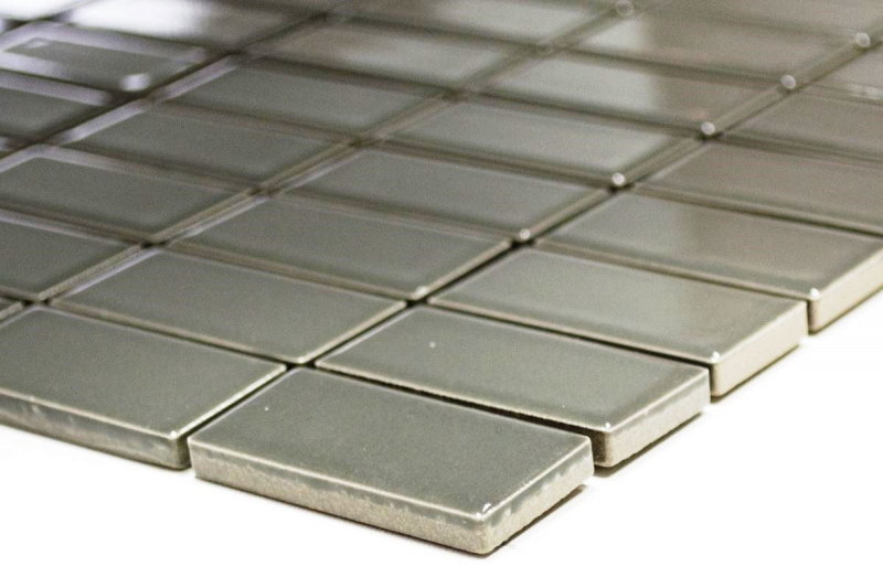 Piastrella di mosaico dipinta a mano ceramica metallo grigio aste metallo lucido MOS24B-0204_m