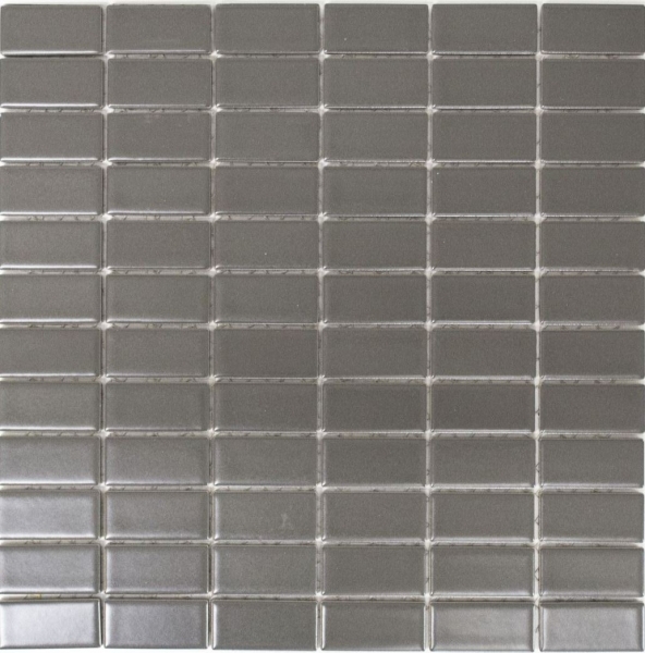 Piastrella di mosaico dipinta a mano ceramica metallo grigio aste metallo opaco MOS24B-0211_m