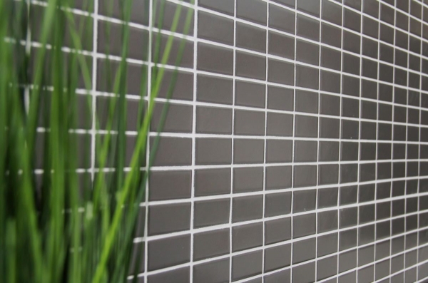 Piastrella di mosaico dipinta a mano ceramica metallo grigio aste metallo opaco MOS24B-0211_m