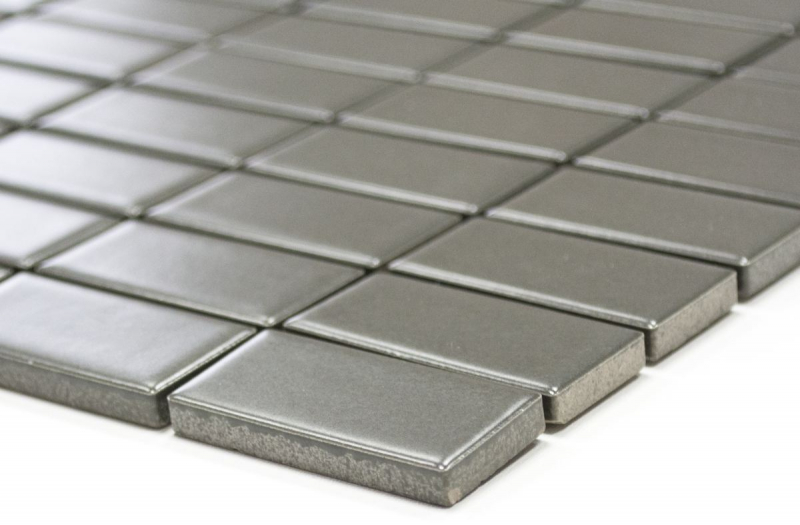 Piastrella di mosaico dipinta a mano ceramica metallo grigio aste metallo opaco MOS24B-0211_m