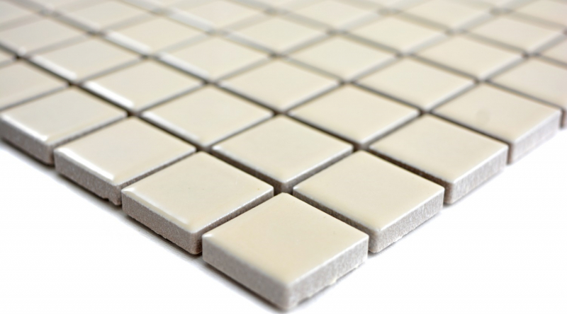 Piastrella di mosaico dipinta a mano magnolia beige opaco backsplash in ceramica MOS18D-1911_m