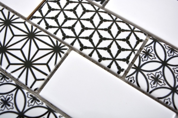 Campione a mano piastrelle mosaico grigio bianco nero subway backsplash cucina lucido MOS26M-0103_m
