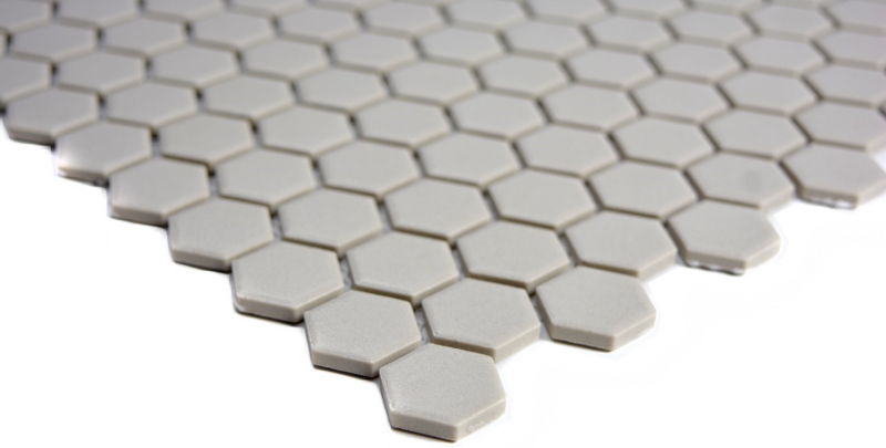 Piastrella di mosaico in ceramica esagonale grigio chiaro non smaltata per parete cucina MOS11A-0202-R10_f