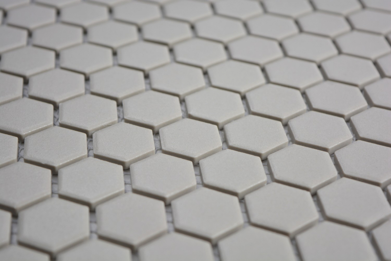Piastrella di mosaico in ceramica esagonale grigio chiaro non smaltata per parete cucina MOS11A-0202-R10_f