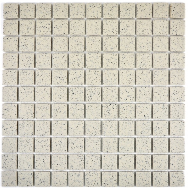 Piastrella a mosaico decorata a mano in ceramica crema bianca maculata non smaltata per piatto doccia MOS18-0103-R10_m