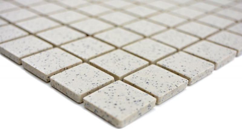 Piastrella a mosaico decorata a mano in ceramica crema bianca maculata non smaltata per piatto doccia MOS18-0103-R10_m