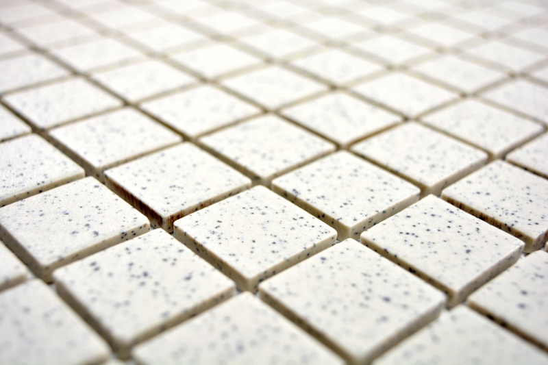 Piastrella a mosaico decorata a mano in ceramica crema bianca maculata non smaltata per piatto doccia MOS18-0103-R10_m