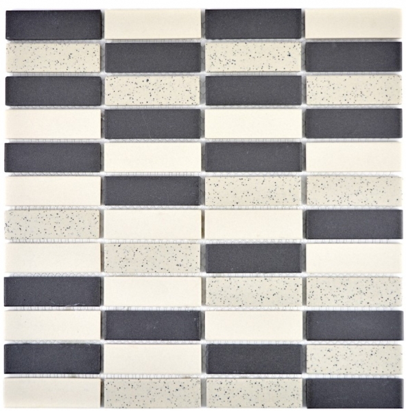 Piastrella di mosaico a mano in ceramica beige nero aste non smaltate piatto doccia piastrella per pavimento MOS24-0113-R10_m