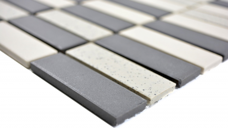 Piastrella di mosaico a mano in ceramica beige nero aste non smaltate piatto doccia piastrella per pavimento MOS24-0113-R10_m