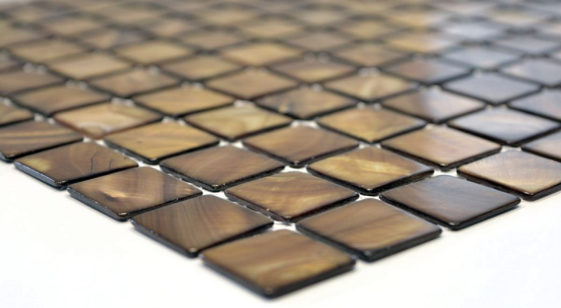 Piastrella a mosaico decorata a mano conchiglia beige-marrone piastrella da parete per bagno MOS150-SM2569_m