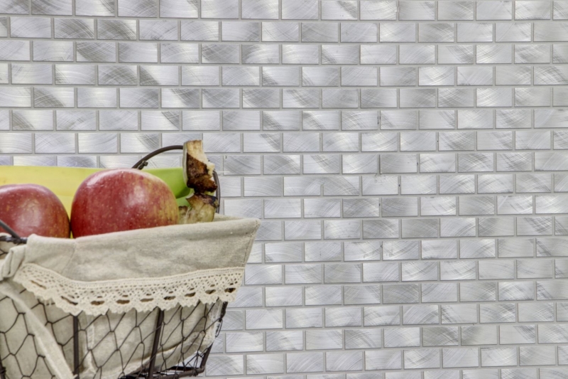 Piastrella a mosaico Alluminio argento Mattone piastrella backsplash parete cucina MOS48-0204