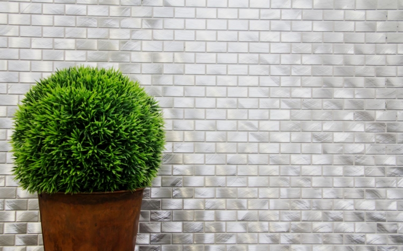 Piastrella a mosaico Alluminio argento Mattone piastrella backsplash parete cucina MOS48-0204