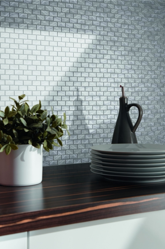 Piastrella a mosaico Alluminio argento Mattone piastrella backsplash parete cucina MOS48-0204