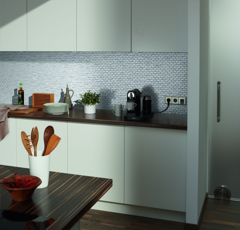Piastrella a mosaico Alluminio argento Mattone piastrella backsplash parete cucina MOS48-0204