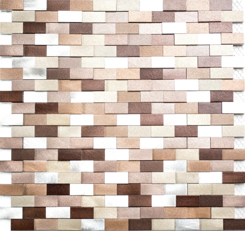 Piastrella a mosaico Aluminium Brick 3D argento rame backsplash MOS49-0207