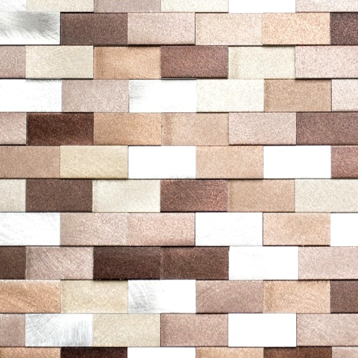 Piastrella a mosaico Aluminium Brick 3D argento rame backsplash MOS49-0207