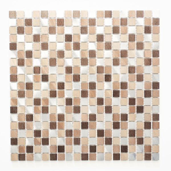 Campione a mano di mosaico alluminio beige marrone alluminio alu rame piastrelle backsplash cucina MOS49-A971_m