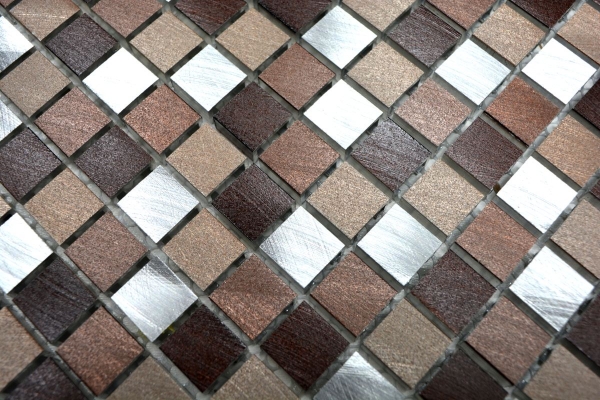 Campione a mano di mosaico alluminio beige marrone alluminio alu rame piastrelle backsplash cucina MOS49-A971_m