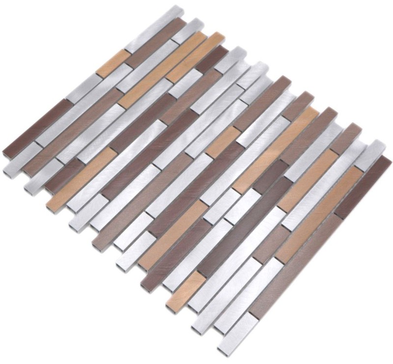 Mosaico alluminio beige marrone composito rame piastrelle backsplash cucina parete MOS49-A991