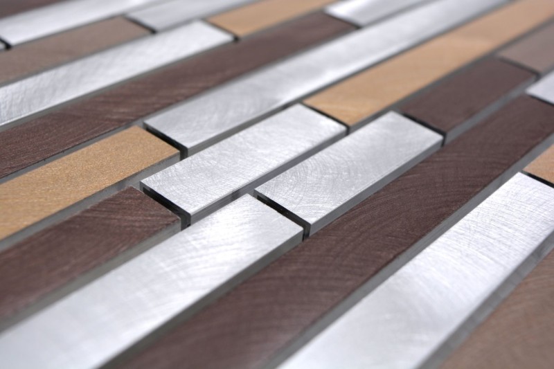 Mosaico alluminio beige marrone composito rame piastrelle backsplash cucina parete MOS49-A991
