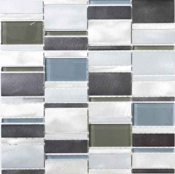 Piastrella di mosaico campione a mano alluminio traslucido combinazione alluminio vetro mosaico Cristallo marrone MOS49-0205_m