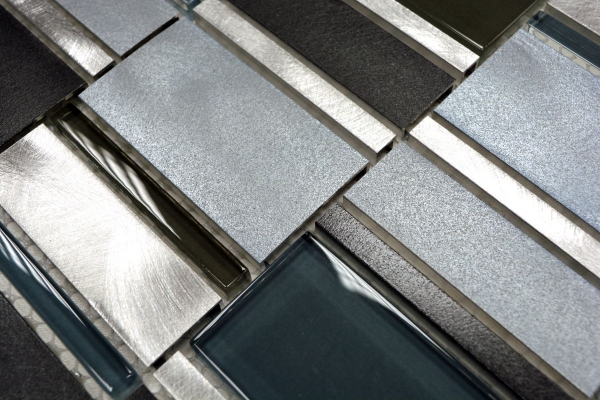 Piastrella di mosaico campione a mano alluminio traslucido combinazione alluminio vetro mosaico Cristallo marrone MOS49-0205_m