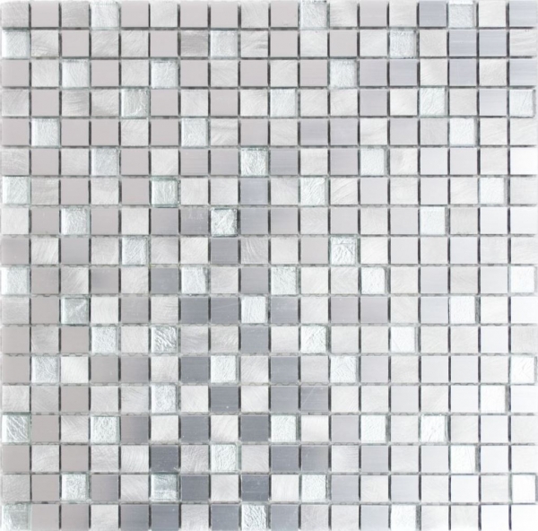 Piastrella di mosaico campione a mano alluminio traslucido alluminio vetro mosaico Cristallo argento MOS49-A309F_m