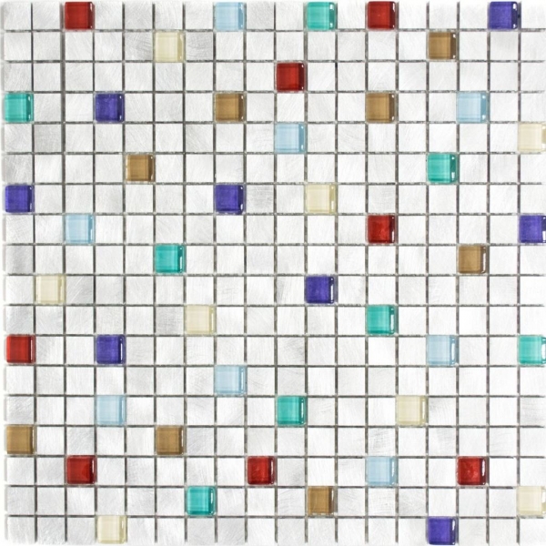 Piastrella di mosaico campione a mano alluminio traslucido alluminio vetro mosaico Cristallo color argento MOS49-A702_m