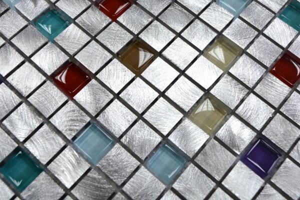 Piastrella di mosaico campione a mano alluminio traslucido alluminio vetro mosaico Cristallo color argento MOS49-A702_m