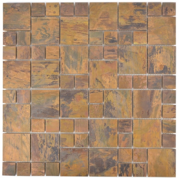 Piastrella di mosaico a mano in rame combinazione rame marrone cucina MOS49-1502_m