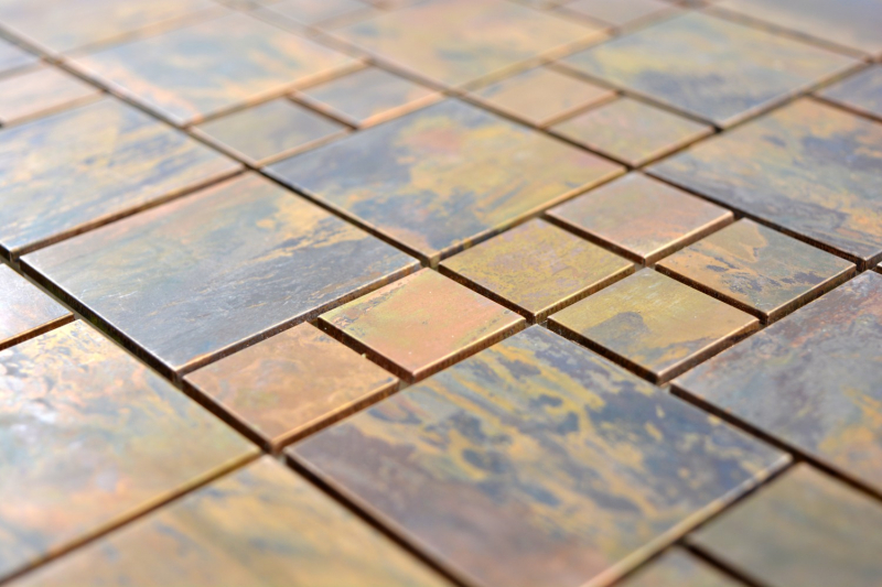 Piastrella di mosaico a mano in rame combinazione rame marrone cucina MOS49-1502_m