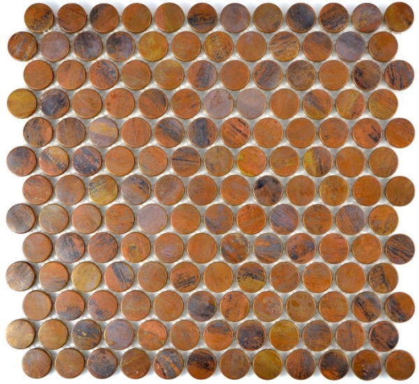 Piastrella a mosaico decorata a mano rame bottone marrone cucina MOS49-1506_m
