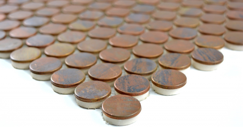 Piastrella a mosaico decorata a mano rame bottone marrone cucina MOS49-1506_m