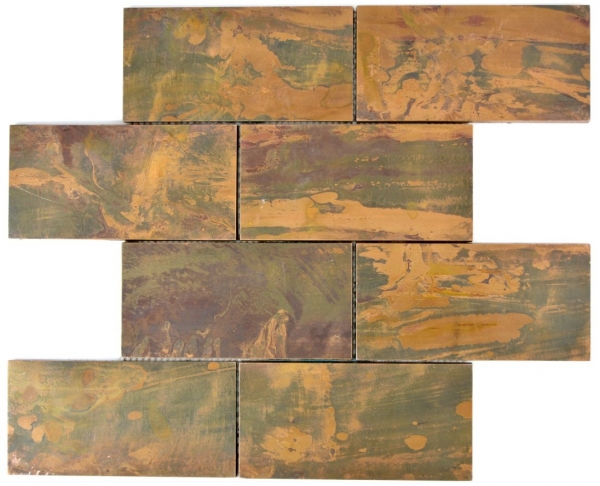 Modello di mosaico a mano piastrelle rame rame subway marrone cucina MOS49-1508_m
