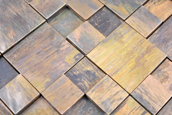 Piastrella a mosaico decorata a mano in rame combinazione con il rame 3D cucina marrone MOS49-1512_m