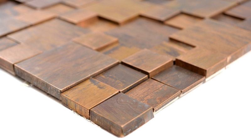 Piastrella a mosaico decorata a mano in rame combinazione con il rame 3D cucina marrone MOS49-1512_m