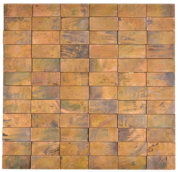 Piastrella a mosaico decorata a mano in rame aste di rame 3D marrone backsplash cucina MOS49-1514_m