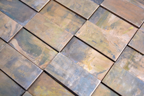 Piastrella a mosaico decorata a mano in rame aste di rame 3D marrone backsplash cucina MOS49-1514_m